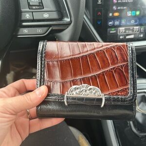 Brighton Black Brown Croc Embossed Wallet